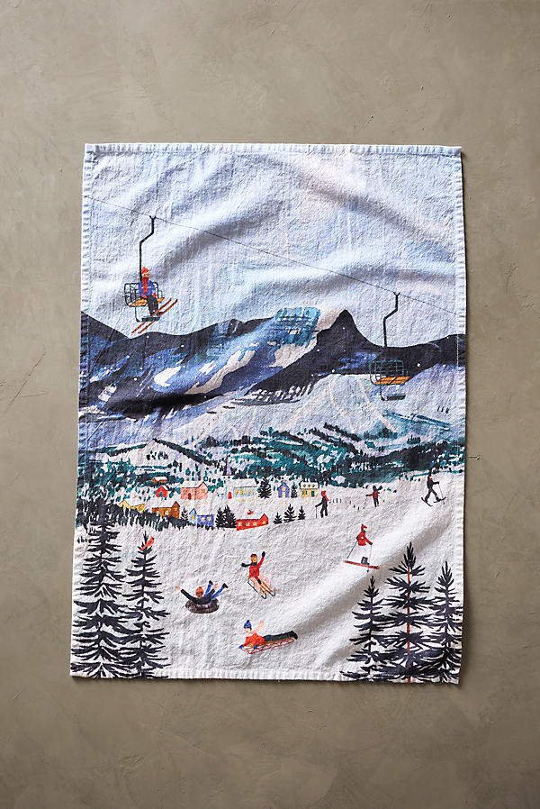 Terrain May We Fly Ski Slope Dish Towel In Multi