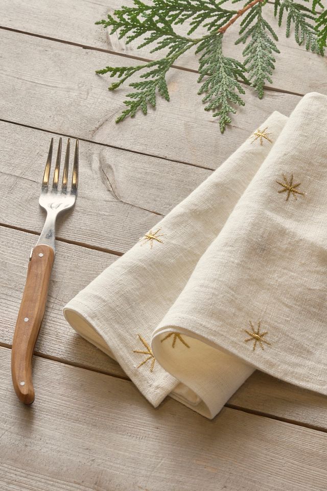 Star Embroidered Linen Napkins, Set of 2 #1