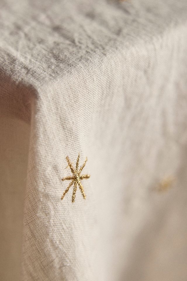 Star Embroidered Linen Tablecloth #1