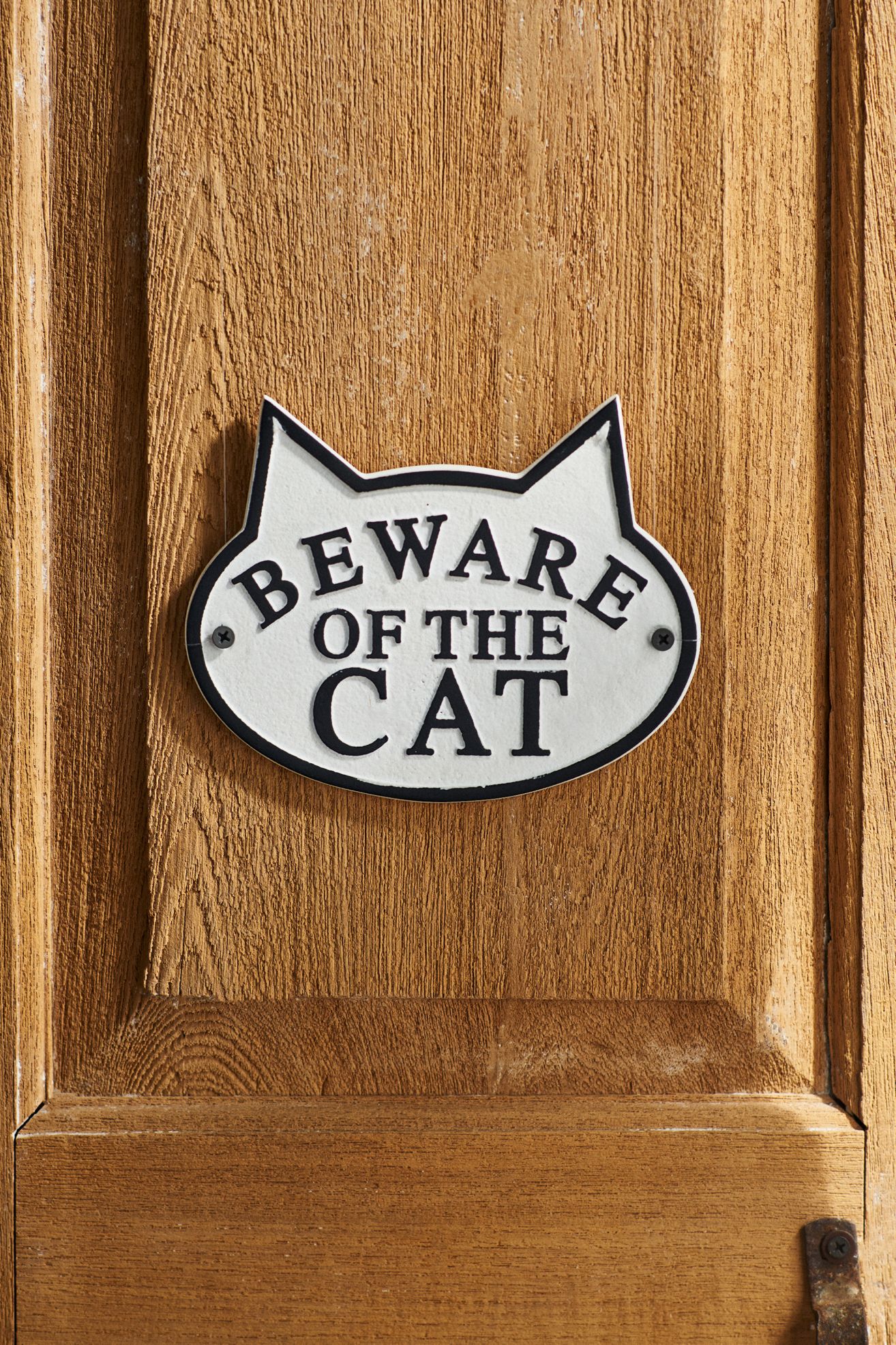 Beware of the Cat Sign - White, One Size