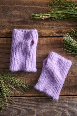 Terrain Fingerless Alpaca Gloves In Purple