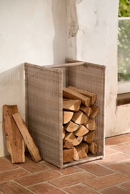 Terrain Wicker Log Holder, Rectangle In Grey