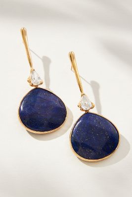 By Anthropologie Southwestern Agate Drop Earrings In Blue