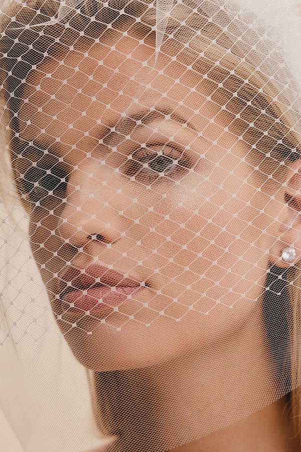 Twigs & Honey Double-layer Birdcage Veil In White