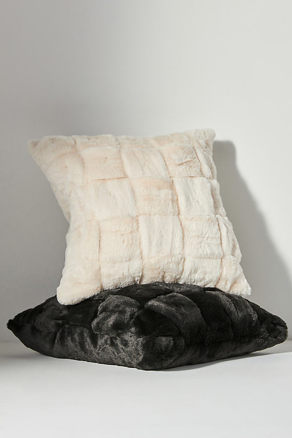 Woven Faux Fur Square Cushion