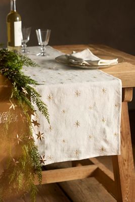 Star Embroidered Linen Runner