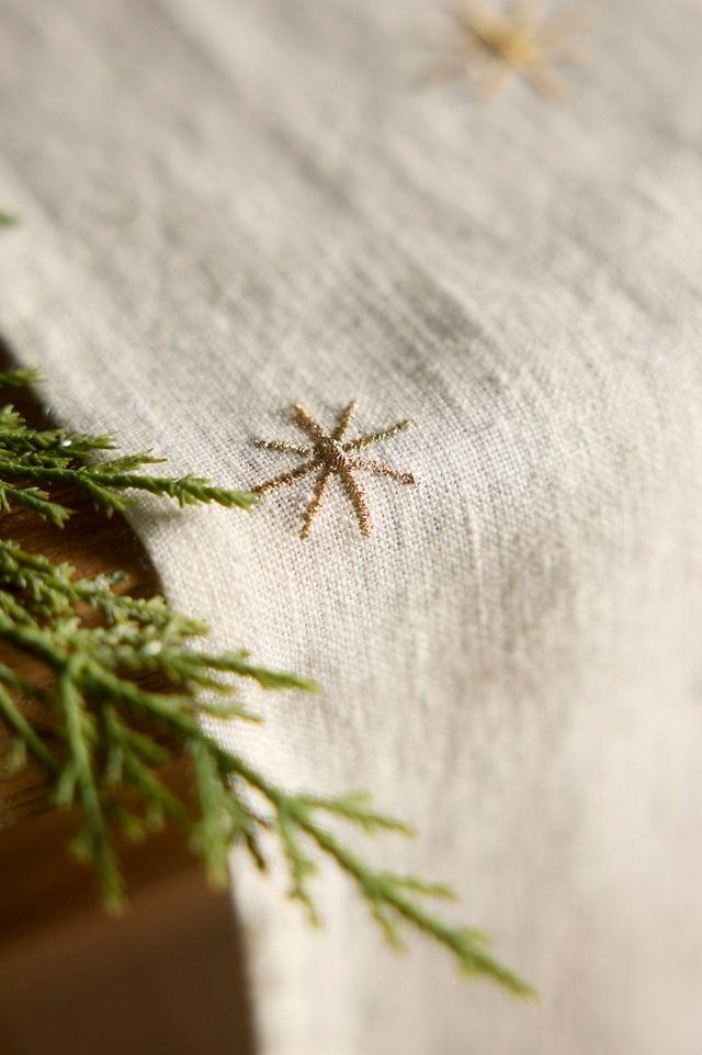 Star Embroidered Linen Runner #1