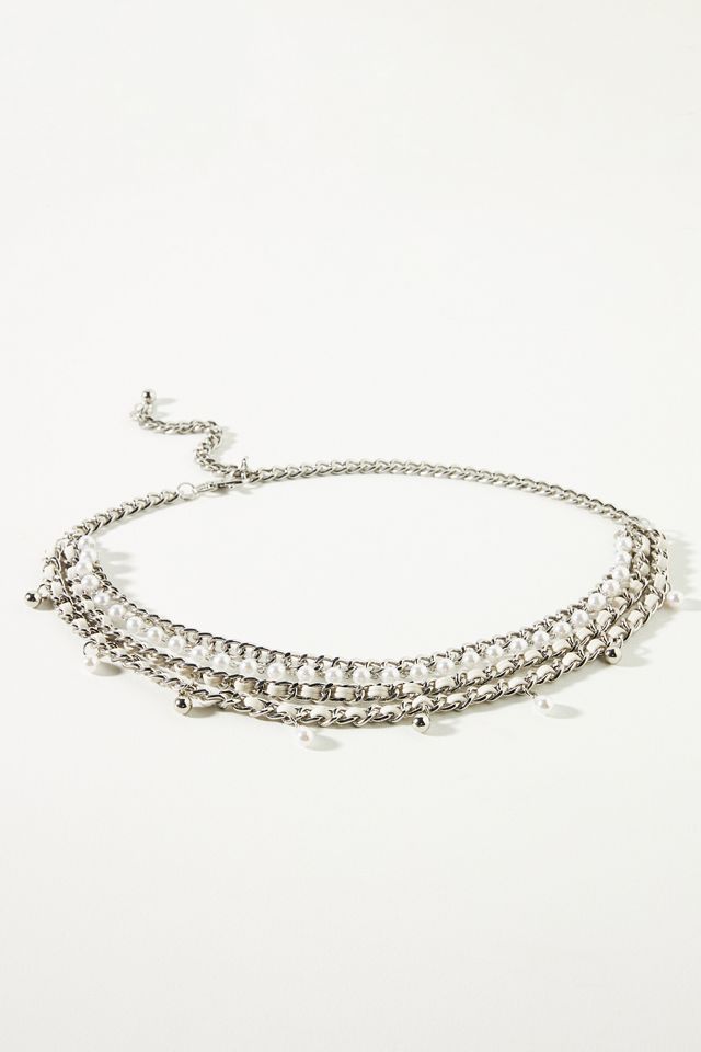 Pearl Silver Chain Belt | Anthropologie