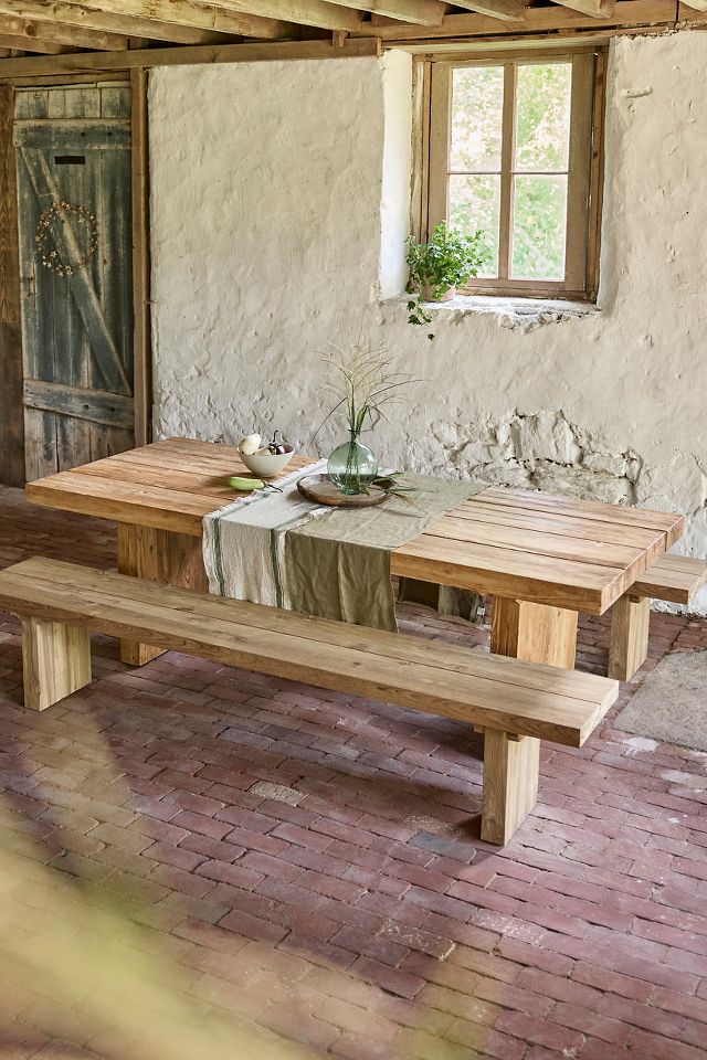 Teak table best sale with benches