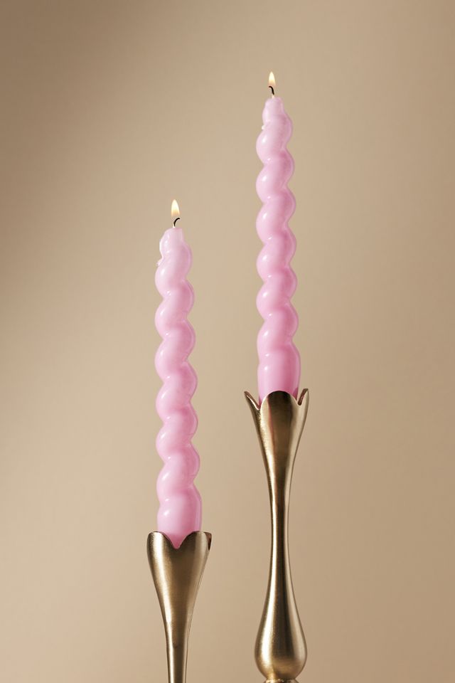 High Shine Spiral Taper Candles, Set of 2