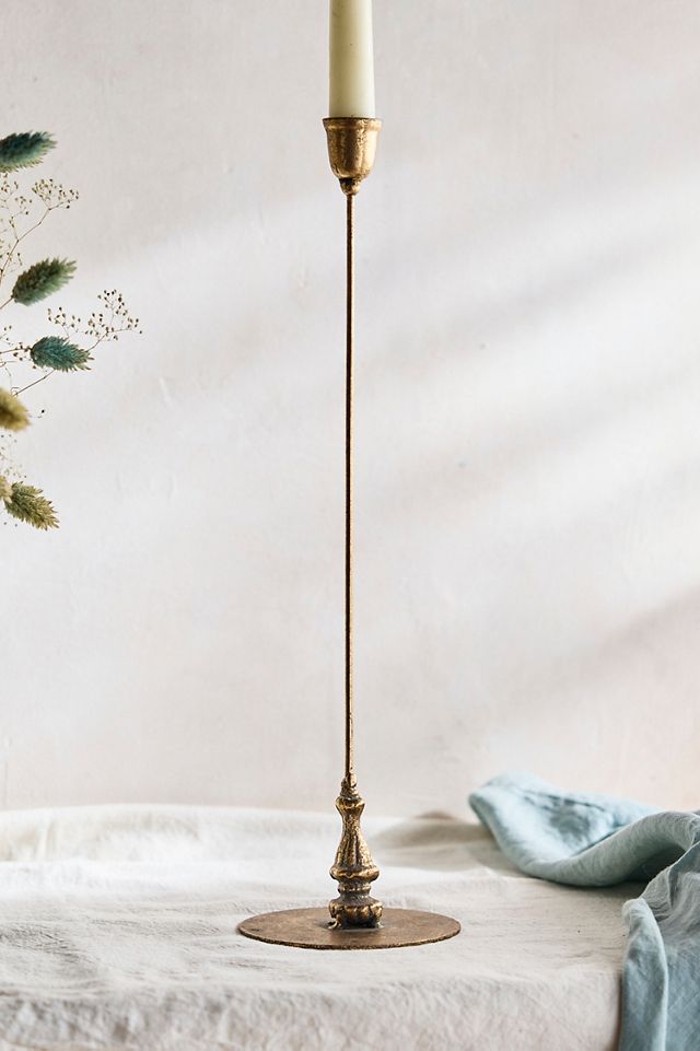 Slim Gilded Iron Candlestick #4