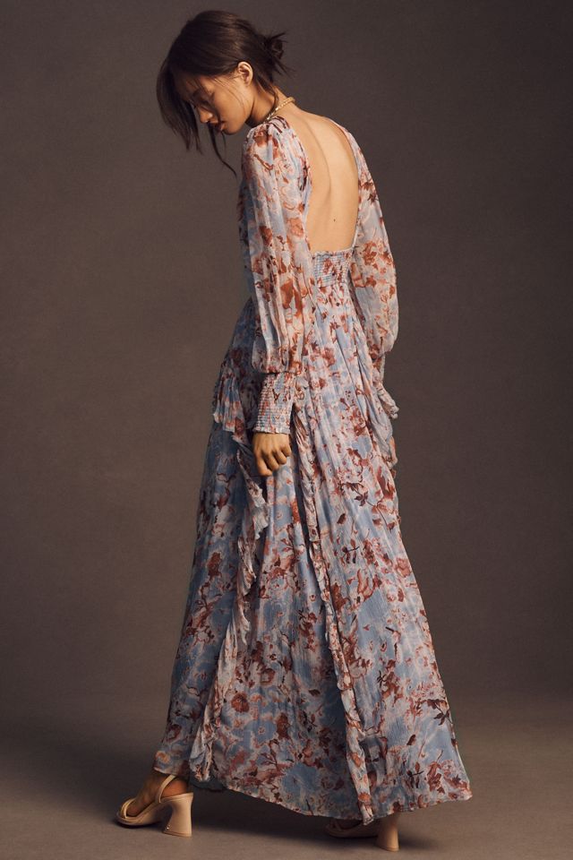 sachin and babi light blue dress Rust, chiffon, and a touch of elegance 🤎🤎🤎 Breezy chiffon maxi dress  from @chicwish #Chicwish #MaxiDressSeason #RustOutfit #SummerVibes  #EffortlessStyle Brown dress, strapless dress, summer dress, flowy dress,  breezy dress, chiffon dress, elegant main image 1