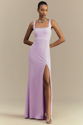 Bhldn Blake Square-neck Stretch Crepe Maxi Dress In Purple
