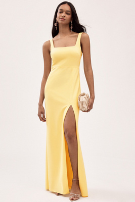 BHLDN BLAKE SQUARE-NECK STRETCH CREPE MAXI DRESS 