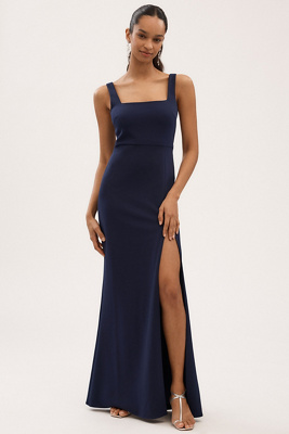 BHLDN BLAKE SQUARE-NECK STRETCH CREPE MAXI DRESS 