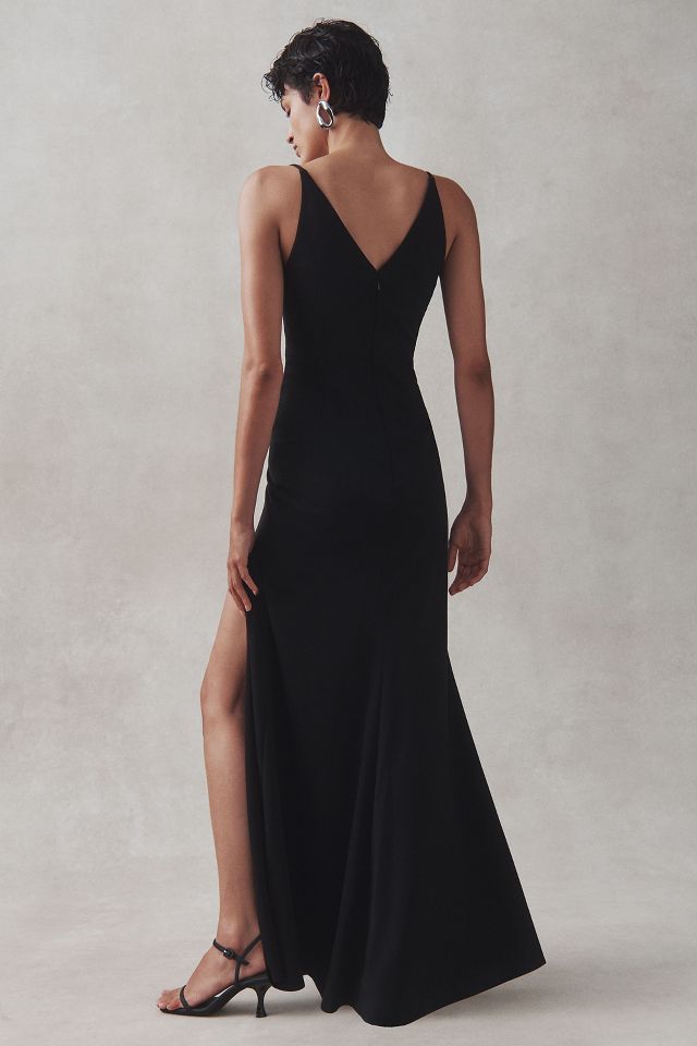 BHLDN Stella Sleeveless V-Neck Stretch Crepe Maxi Dress