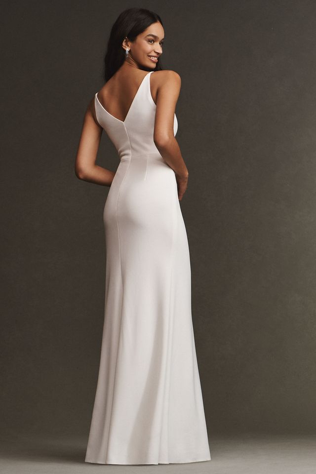 BHLDN Stella Sleeveless V-Neck Stretch Crepe Maxi Dress