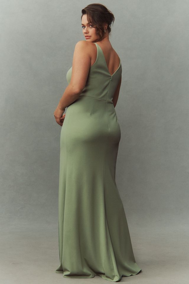 BHLDN Stella Sleeveless V-Neck Stretch Crepe Maxi Dress | Anthropologie