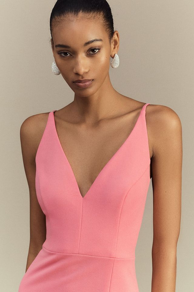 BHLDN Scottie One-Shoulder Side-Slit Stretch Satin Maxi