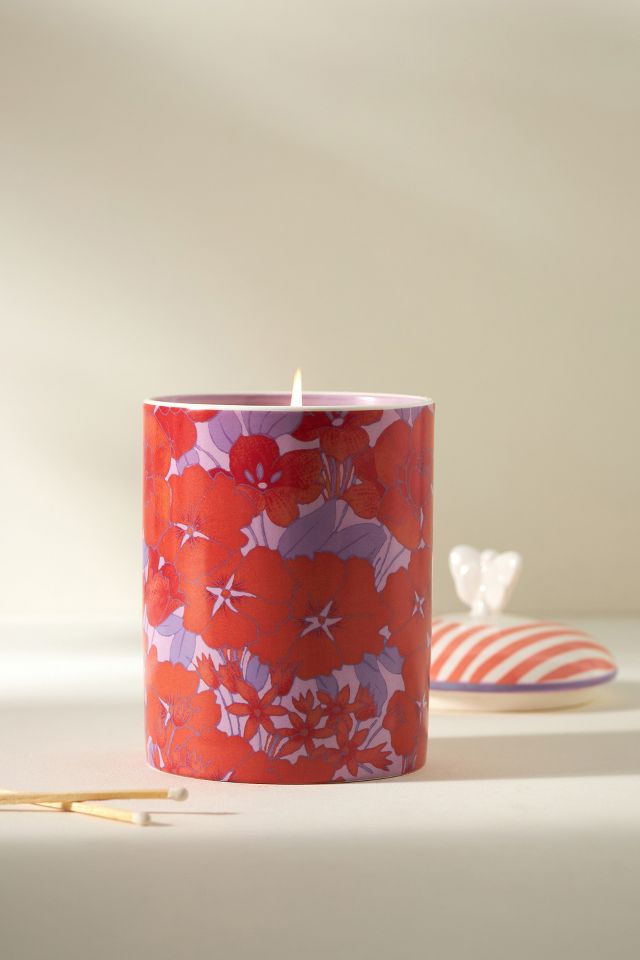 VTG Home Interiors Large Ceramic Candle Jar Shade Topper Floral Print 11950