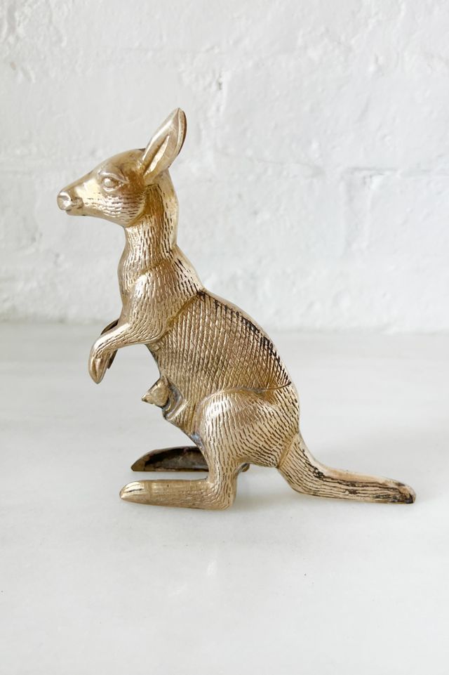 Old Flame Candle Co. Vintage Etched Brass Kangaroo Figurine #1
