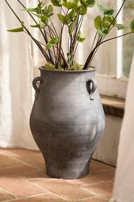 Large Black Tulip Earth Ware Pot Planter