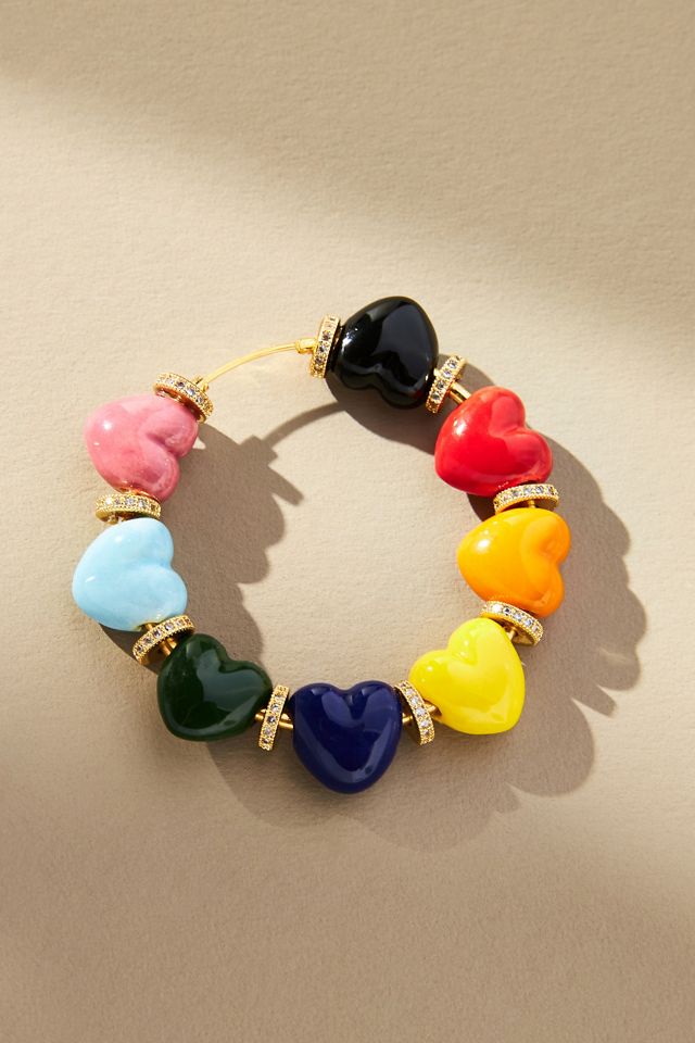 Venessa Arizaga Rainbow Hearts Hoop Earrings #1