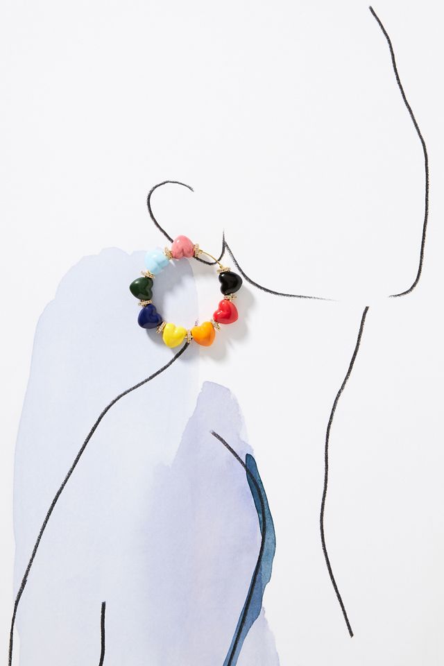 Venessa Arizaga Rainbow Hearts Hoop Earrings #2