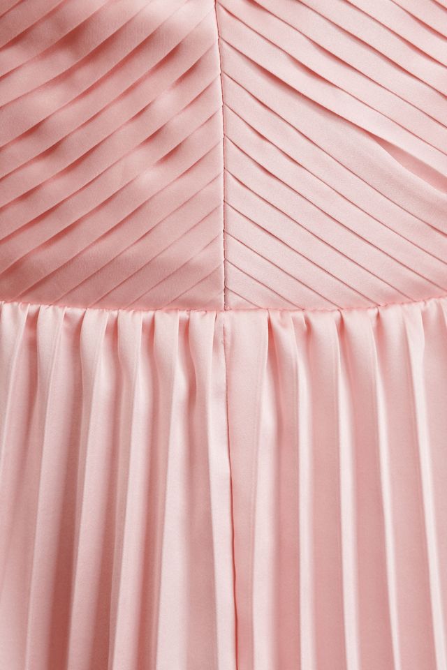 AMUR Kamari Halter Open-Back Pleated A-Line Charmeuse Gown #4