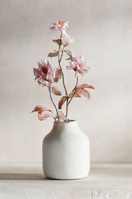 Faux Snow White Rose Spray