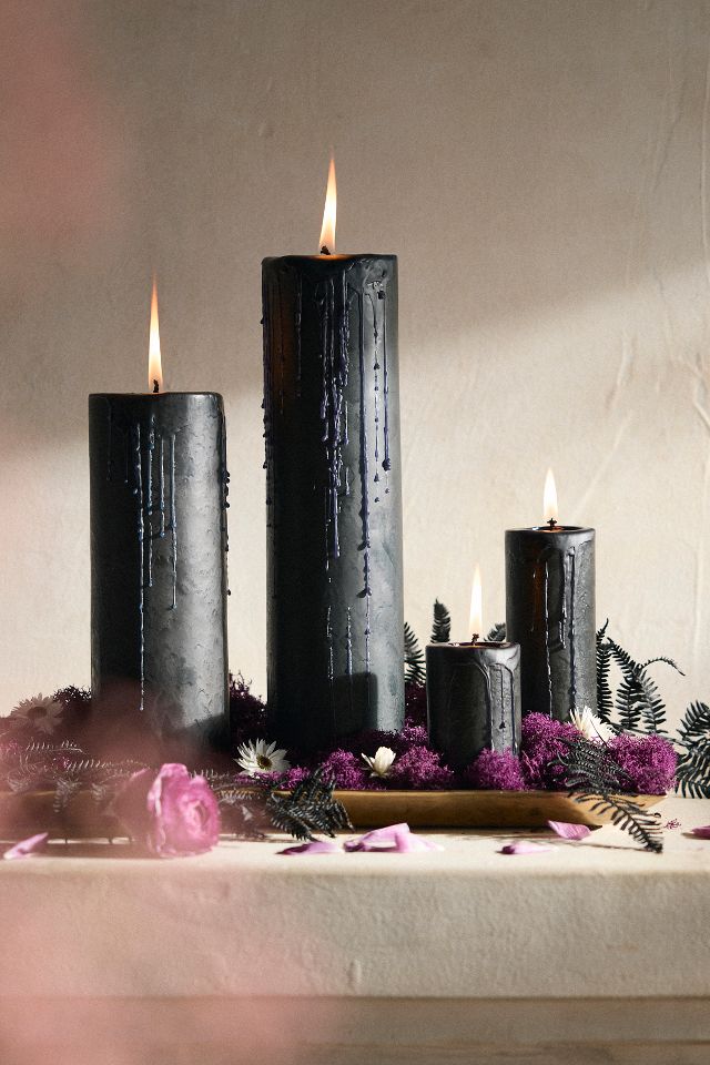 Black Pillar Candle, Unscented