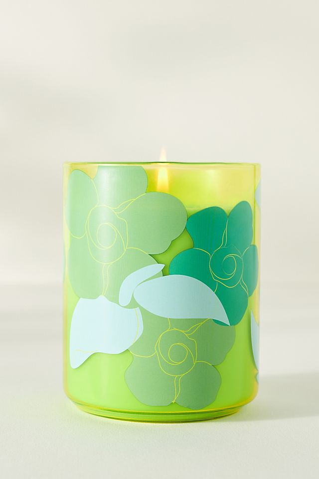 Neon Fruity Nectarine Mint Glass Candle
