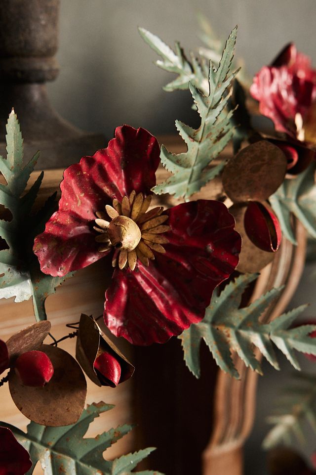 Red Floral Iron Garland #1