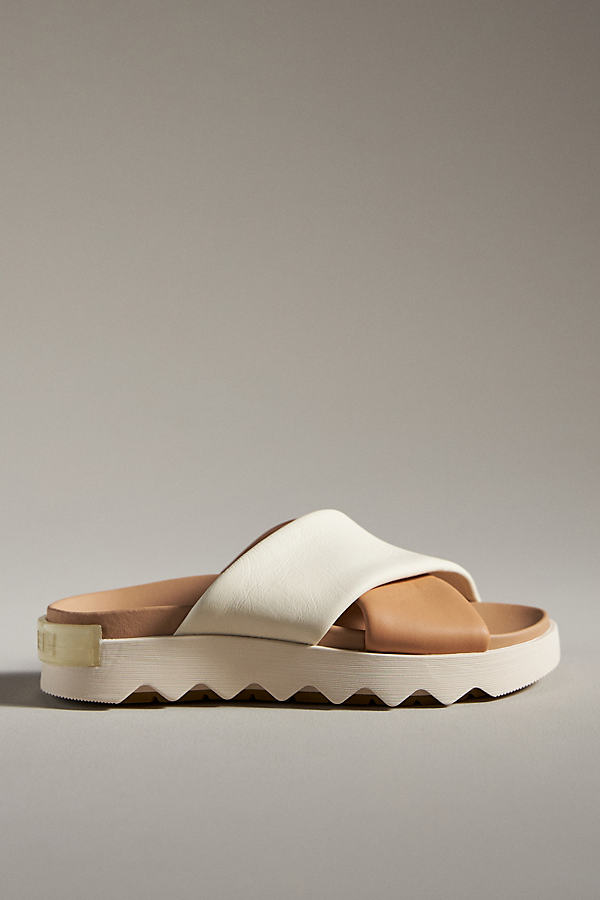 Sorel Viibe Crisscross Slide Sandals In White