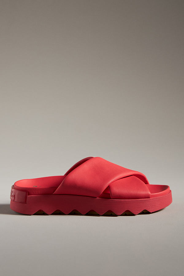 Sorel Viibe Crisscross Slide Sandals In Red