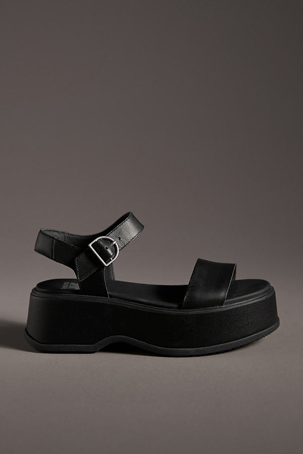 Shop Sorel Dayspring Ankle Strap Flatform Sandals In Black