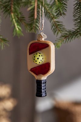 Pickleball Paddle Glass Ornament