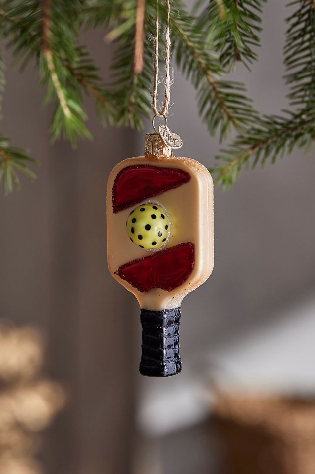 Pickleball Paddle Glass Ornament