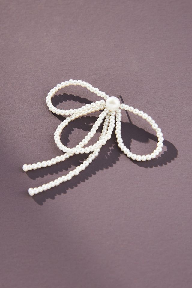 By Anthropologie Pearl Bow Earrings #1