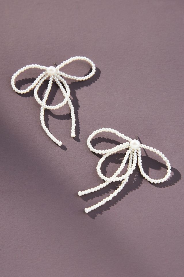 Pearl bow deals earrings