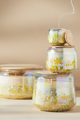 By Anthropologie Fresh Hibiscus & Pink Guava Glass Jar Candle