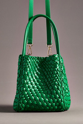 By Anthropologie The Hollace Tote: Woven Mini Edition In Green