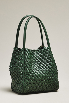 By Anthropologie The Hollace Tote: Woven Mini Edition In Green
