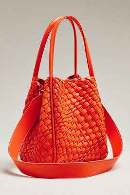 By Anthropologie The Hollace Tote: Woven Mini Edition In Orange