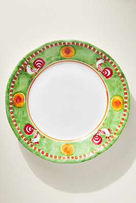 Vietri Melamine Campagna Gallina Dinner Plate In Green