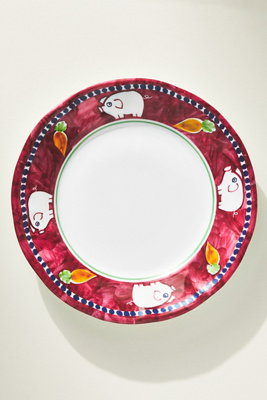Vietri Melamine Campagna Porco Dinner Plate In Red