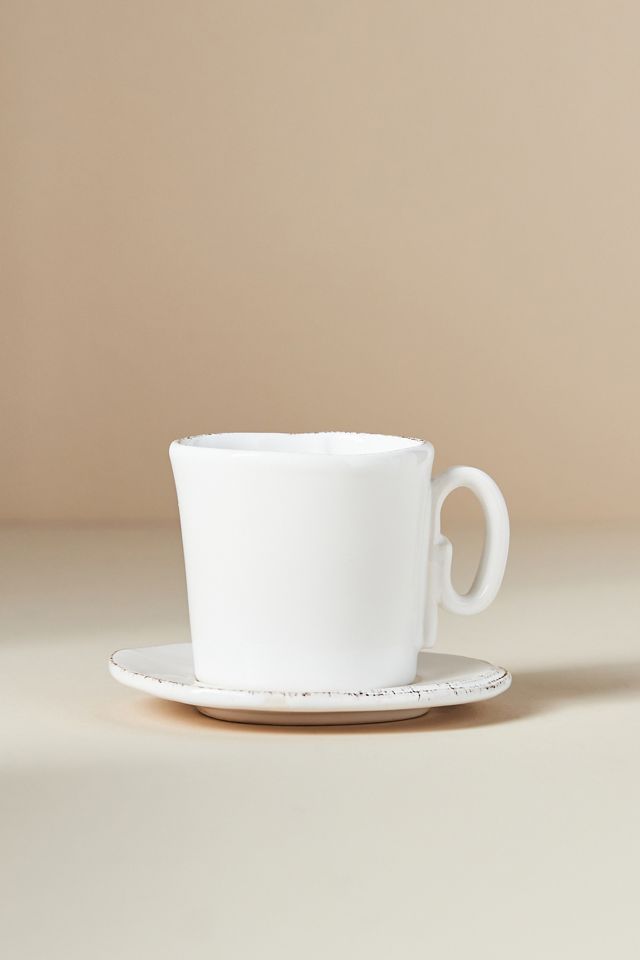 Vietri Lastra Espresso Cup & Saucer - Light Gray