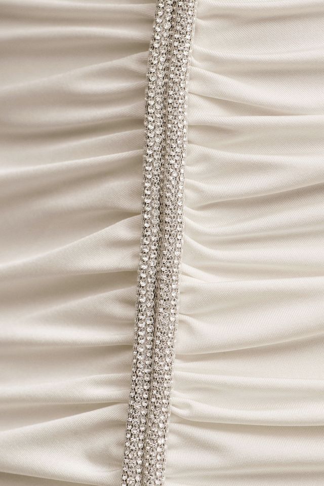 Helsi Chiara Asymmetrical Ruched Puff-Sleeve Side-Slit Gown #4