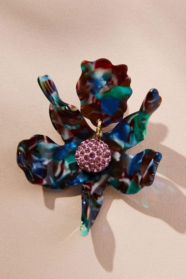 Lele Sadoughi Indigo Fields Small Crystal Lily Earrings #1