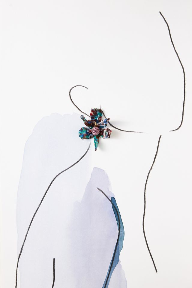 Lele Sadoughi Indigo Fields Small Crystal Lily Earrings #2